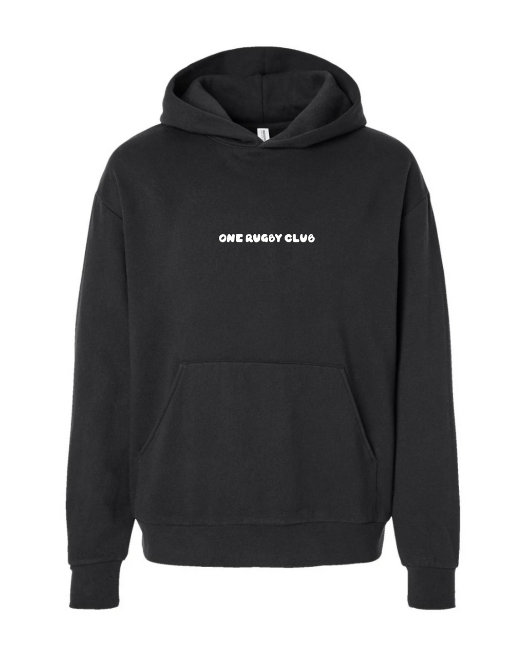 Black hoodie with the words "One Rugby Club" across the front.