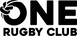 Black and white logo of sans-serif text reading "ONE Rugby Club" with a stylized knot on the leading "O"